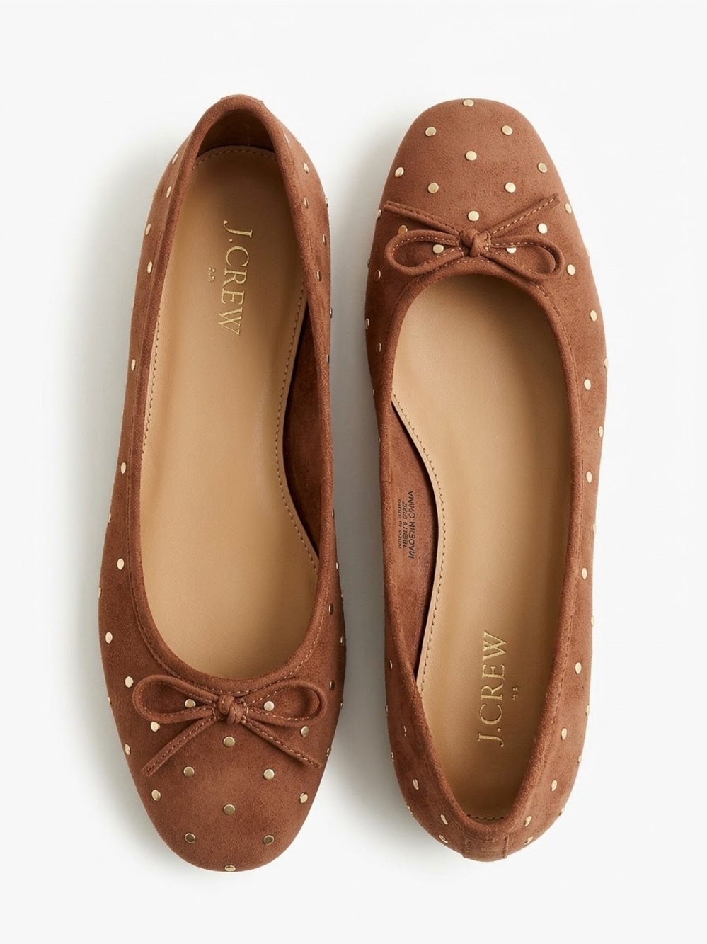 NWT J.Crew Studded Suede Ballet Flats Brown Size 9